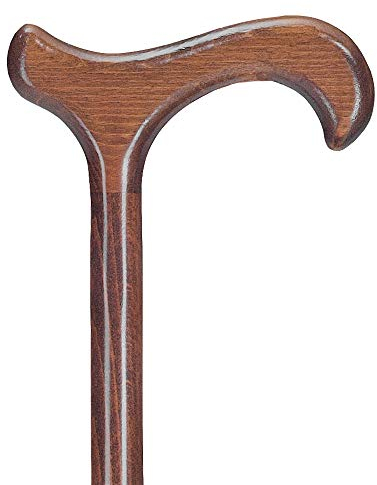 Gehstock in braun aus Buchenholz mit Derbygriff