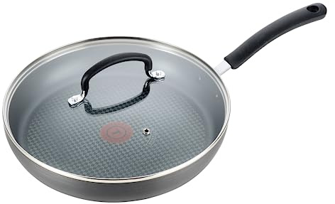 T-Fal Ultimate Hard Anodized Nonstick Fry Pan With Lid 12 Inch, Oven Broiler Safe 400F, Lid Safe 350F, Cookware, Pots and Pans, Kitchen Frying Pans, Skillets, Home, Dishwasher Safe, Onyx