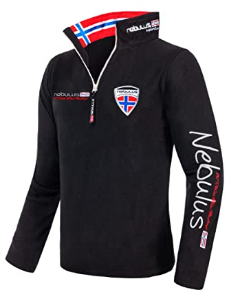 Nebulus Herren Pullover SKANDINAVIA, Warmer Fleecepullover, Pulli aus Fleece mit Half Zip Reißverschluss, schwarz - 3XL