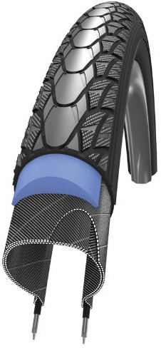 Schwalbe Marathon Plus 700x25c Wired Bicycle Tire with Smartguard Reflective S/Wall, 580g (Black with Reflective Sidewall)