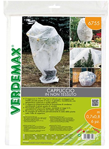 Verdemax 6755 - Cappuccio in TNT 17 g/mq in busta, confezione da 6 pezzi