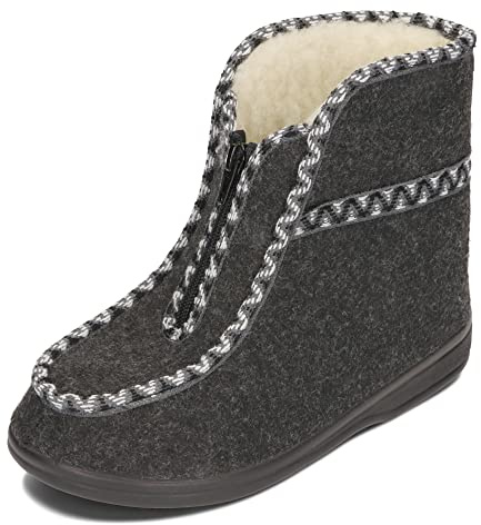 BAWAL Zapatillas de Casa para Mujer Hombre Fieltro Lana Pantuflas Unisex Muy Calentitas 36-46 EU (Gris/blanco, 37)