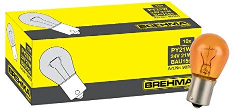 BREHMA 10er Pack 24V PY21W orange Kugel Lampe BAU15s