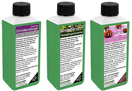Zimmerparadies Dünger SET mit 3 Profi Flüssigdüngern für Grünpflanzen, Blütenpflanzen und Orchideen