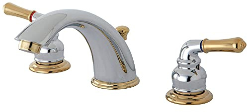 Kingston Brass KB964 Magellan Widespread Bathroom Faucet with Retail Pop-Up, Polished Chrome/Polished Brass