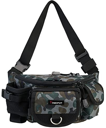 Piscifun Sac de pêche Portable pour matériel de pêche en Plein air - Multifonctionnel - Sac Banane - Couleur Camouflage Jungle