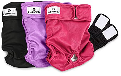 Pet Parents® Washable Dog Diapers (3pack) + Extendrs® of Durable Doggie Diapers, Premium Dog Diapers Female (Medium, Princess)