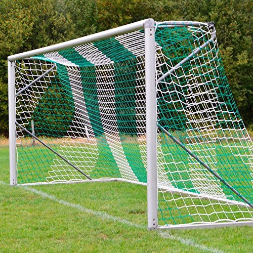Fußball Tornetz Fußballtornetz 7,50 m x 2,50 m Tiefe Oben 2,00 m unten 2,00 m Fußballnetz zweifarbig PP 4 mm Farbe Grün/Weiß