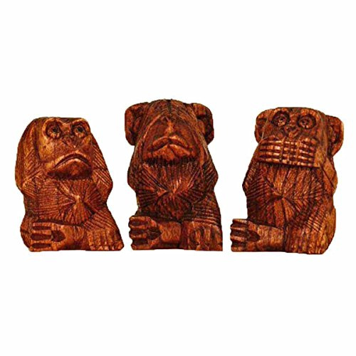 Simandra träfigur skulptur abstrakt träfigur staty Afrika Asien handgjord dekoration 3 apor storlek enkel