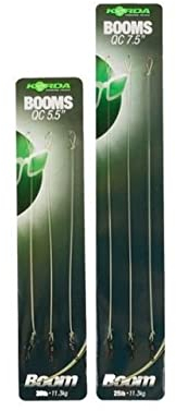 Korda Boom QC Spinner Rig Booms, 5.5in Length, Durable Material, Ready Tied for Quick Setup, Loop at One End, QC Swivel at Other, Just Add Hook and Kicker, Pack of Three for Carp Fishing