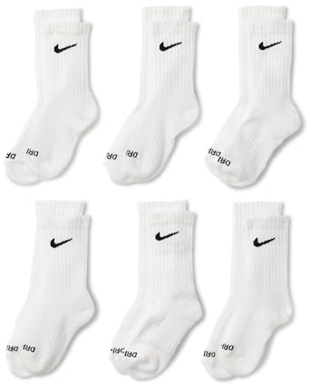 Nike Dri-Fit Performance Basic Crew (Toddler/Little Kid) White 5-7 (10 Toddler-3 Little Kid)