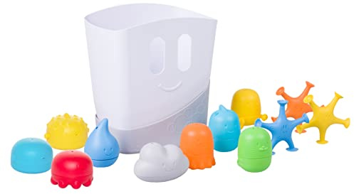 Ubbi Bath Toys and Drying Bin, Gift Set Contains 15 Kids Bath Toys and Bath Toy Drying Bin