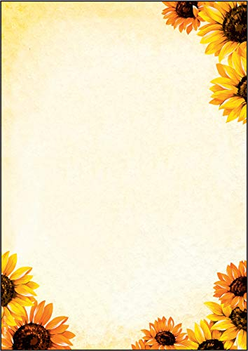 SIGEL DP129 Motiv-Papier, Briefpapier mit Sonnenblumen, 90 g, A4, 50 Blatt, aus nachhaltigem Papier