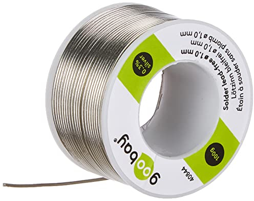 goobay 40844 Étain de soudure sans plomb ø 1mm / Fil de soudure avec flux / 0,3% argent & 0,7% cuivre/point de fusion 217 °C/étain de soudure sans plomb / 100g