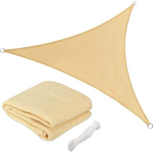 Bakaji Vela Telo ParaSole Tenda Triangolare Ombreggiante in HDPE 5x5 Mt Resistente Protezione UV 90% Per Ombra Giardino Terrazzo con Aggancio Occhielli Senape (5 x 5 x 5 mt)