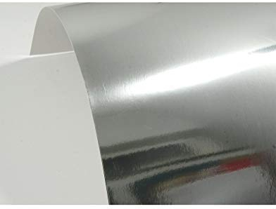 Netuno 10x Spiegelkarton Silber einseitig bedruckt DIN A5 14,8 x 21 cm 225g Mirror Silver Bastel-Karton mit Glanz Dekor-Karton Metall-Papier zum Selbstgestalten Dekorieren