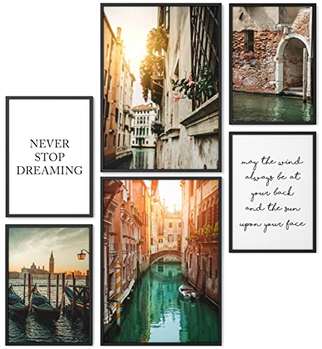 Papierschmiede® Mood Poster Set Venedig, Bilder Wohnzimmer Deko Schlafzimmer, 2x DIN A4 und 4x DIN A5, Wasser Stadt Italien - Wandposter ohne Rahmen