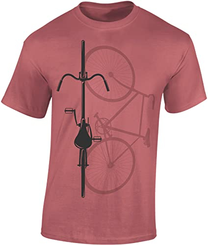 Baddery Fahrrad T-Shirt Herren : Bike Shadow - Rennrad Zubehör (Ancient Pink XL)