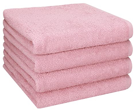 Betz Handtuch Set Berlin – 4er Pack Handtücher 50x100 cm – 100% Baumwolle – Frottee Handtücher für Bad, Gäste & Alltag – hochwertige Qualität, pflegeleicht & langlebig Farbe Lotus