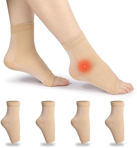 MILAIUN 4 par ankelbandage, ortopediska kompressionsstrumpor, plantar fasciit strumpor, neuropati ankelbandage för män och kvinnor, fotbandage för artrit, stuvad (färg, S)
