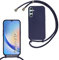 SLWYF Compatible with Samsung Galaxy A34 5G Crossbody Lanyard Case, Liquid Silicone Protective Phone Case with Strap Adjustable Neck Cord Necklace Soft Cover for Samsung Galaxy A34 5G, Navy blue