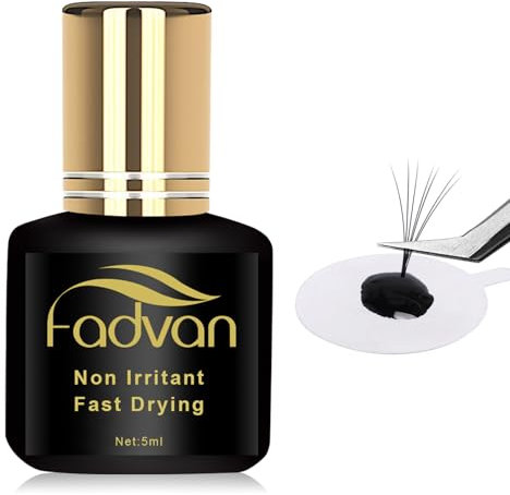 FADVAN Pegamento Extensiones de Pestañas| Pegamento Profesional para Extensiones de Pestañas Negro de Secado Rápido| Eyelash Extension Glue 5ML