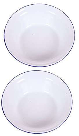 NOLITOY 2pezzi Ciotola Smaltata in Stile Retrò Contenitore Per Conservazione Bacinella Per Zuppa Piatto in Osso Smaltato Adatto Pervare La Frutta