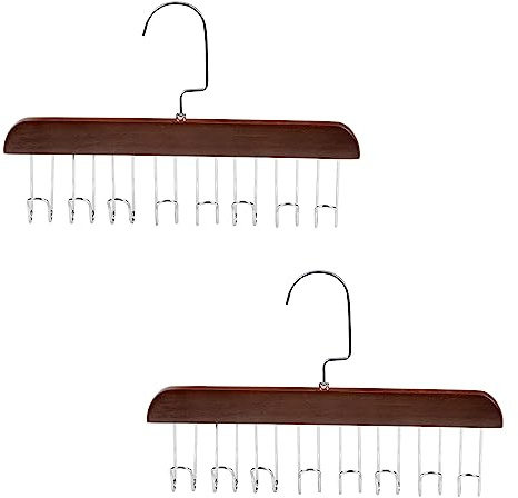 Porte-manteau multi-crochets antidérapant, cintres peu encombrants avec 8/12 crochets, crochet pivotant à 360°, for foulards, accessoires, hommes et femmes, rangement dans placard /521(Brown,8 Hooks)