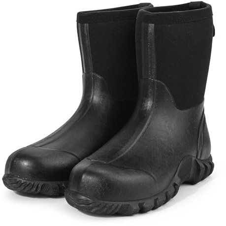 GUGULUZA Botas Wellington de neopreno con aislamiento para hombre, impermeables, para caza, pesca, jardín, Black, 39 1/3 EU