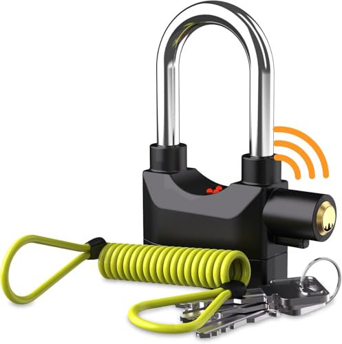 Antivol Moto avec Alarme 110 dB – Bloc Disque Moto avec Câble Rappel 1,5 m – Antivol Scooter ou Vélo Électrique – Léger, Robuste – Piles Incluses