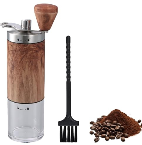 Macina Caffè Manuale con 5 Impostazioni Regolabili, Macinacaffè Manuale Portatile, Macinino Conica con Manovella per Espresso, Pour Over, Viaggio e Campeggio
