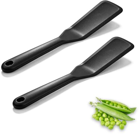 Set de 2 espatulas silicona cocina: espatula silicona cocina resistente al calor y sin BPA. Espátula/espumadera silicona para alimentos; apta como espatula silicona. Negra.