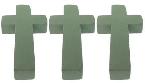 OATIPHO Base Espuma Floral en Forma de Cruz 3 Unidades Espuma Vegetal Verde de Alta Densidad para Arreglos Funerarios y Decoración de Iglesias para Retención de Agua y Soporte Firme