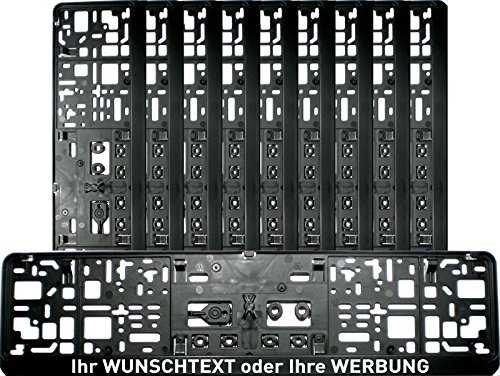10 Kennzeichenhalter - MIT INDIVIDUELLEM WUNSCHTEXT - PREMIUMQUALITÄT - Beschriftung Werbung Spruch Text personalisiert