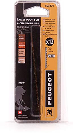 Peugeot 803209 Perf' Jeu de 12 Lames de scie à chantourner 127 x 0,34 x 1,08 mm 12 TPI