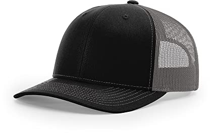 Richardson 112 Classic Snapback Trucker Cap (Black/Charcoal)