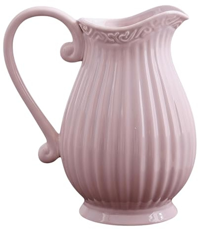 Keramikkanna 1,2 l, pastellrosa – vattenmugg, vas, burk, karaff mjölkkanna i lantlig stil, country, franska landet, pastellfärger, kritfärger