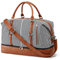 S-ZONE 45L Reisetasche Canvas PU Leder Weekender Tasche Travel Duffle Bag Handgepäck Handtasche Schultertasche mit Abnehmbar Schulterriemen für Reise Urlaub Wochenende Gym