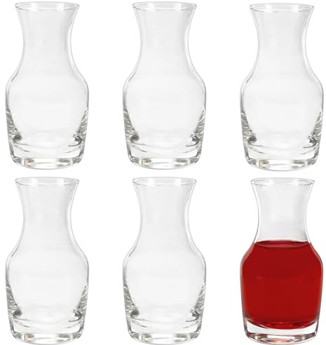 Cornucopia Brands Individual Wine Carafes (6-Pack); Small 6.5oz Single-Serving Personal Mini Size Wine Decanters