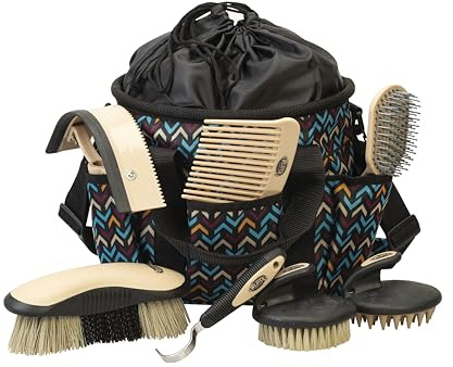 Weaver Leather Kit per la toelettatura dei cavalli, set di spazzole per cavalli da 7 pezzi con borsa organizer, cura equina, attrezzatura per la stanza della puntina del cavallo, forniture per la