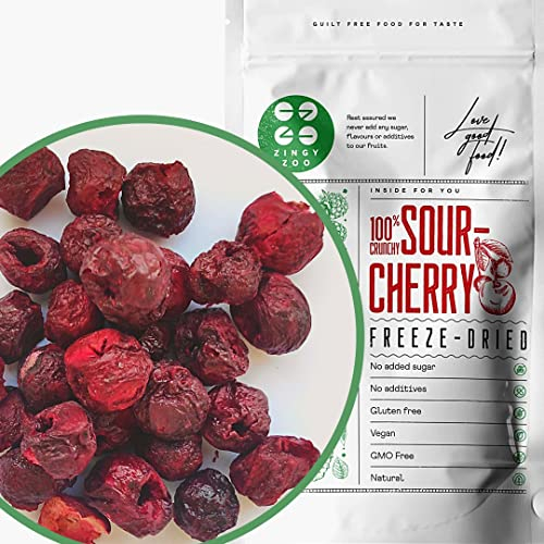 Ciliegia Puro e Naturale Amarena Liofilizzata | Frutta Liofilizzata Frutta Essiccata | Frutta Secca Ciliegie Fresche Frutta Fresca e Verdura | Frutti di Bosco Disidratati Frutta Liofilizzata (90g)