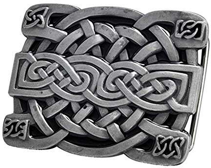 Rechteckige Keltische Gürtelschnalle mit Knoten für Kilt - Irisch-Schottisches Design für Männer und Frauen, Westlicher Stil