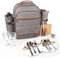 Sunflora Picknick Rucksack Set 2 Personen mit Isoliertem Kühlung und Decke, Picknickkorb 2 Personen für Familie Camping Outdoor(Beige)