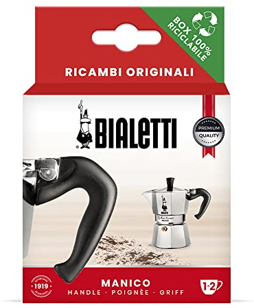 Bialetti Ricambi, Include 1 Manico con Spinotto, Compatibile con Moka Express e Elettrika (1/2 Tazze)