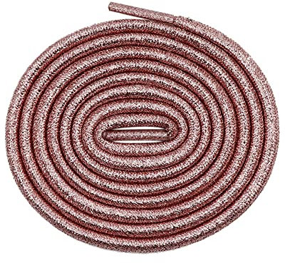 GIVBRO Lacets à paillettes tressés ronds - Accessoires de rechange pour bottes, chaussures de randonnée décontractées - Décoration - Rose clair - 100 cm