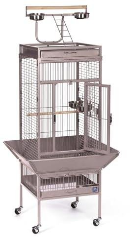 Prevue Pet Playtop Bird Cage - Medium Steel Bird Cage with Integrated Playtop, Rolling Stand, Seed Guards, and Perches, Ideal for Conures and Cockatiels - Blush Finish