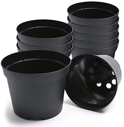 Prime Garden® Lot de 20 pots de culture, ronds, en plastique, pour l'intérieur et l'extérieur, noir, diamètre : 33 cm x 22,5 cm / 15 l