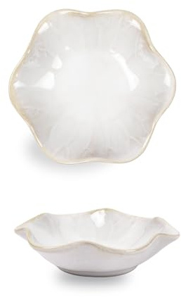 2Pcs Tea Bag Dish, 4.3 Ceramic Spoon Rest Flower Shape Small Bowls for Dips, Spoon Holder Kitchen, Condiment Dish, Snack Bowls, Sushi Soy Dish (White)