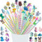 40pcs Gadget Compleanno Bambini, Matite per Bambini regalini fine festa compleanno,Matite colorate Bambini Regalo Festa，Matita Triangolare per Bambini with Animale Topper