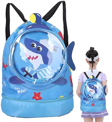 CALLYSONIC Große Sporttasche Kinder, Nasser und Trockener Schwimmtasche Kinder, Mädchen Jungen Wasserdicht Schwimmrucksack, Turnbeutel, Sportrucksack mit Nassfach Schuhfach